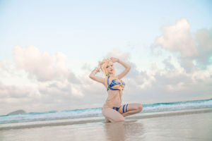 [Internet celebrity COSER photo] Cheese block wii photo-white gun swimsuit